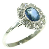 Natural Sapphire and Diamond Engagement Ring