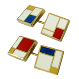 Dalben Homage to Mondrian Enamel Gold Cufflinks