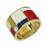 Dalben Homage to Mondrian Unisex Enamel Gold Ring