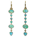 Dalben Australian Opal Diamond Gold Drop Earrings