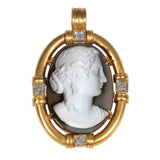 Hardstone Cameo Diamond Gold Pendant circa 1820
