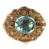 A Late Victorian Aquamarine Gold Brooch/Pendant