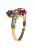 Ruby Sapphire Diamond Bypass Ring