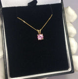 NATURAL 0.90ct Unheated VIVID Pink Sapphire Pendant 18k Gold Round Diamond Cut