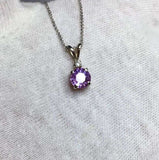 UNHEATED Ceylon Pink Purple Sapphire Diamond Pendant White Gold IGI CERTIFIED