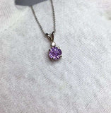 UNHEATED Ceylon Pink Purple Sapphire Diamond Pendant White Gold IGI CERTIFIED