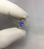 NATURAL Vivid Blue Sapphire 18k White Gold Ring Round Diamond Cut 0.52ct RARE