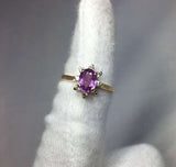 UNTREATED Pink Purple Sapphire Diamond Gold Cluster Ring GIA CERTIFIED Rare