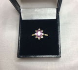 UNTREATED Pink Purple Sapphire Diamond Gold Cluster Ring GIA CERTIFIED Rare