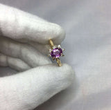 UNTREATED Pink Purple Sapphire Diamond Gold Cluster Ring GIA CERTIFIED Rare