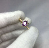 UNTREATED Pink Purple Sapphire Diamond Gold Cluster Ring GIA CERTIFIED Rare