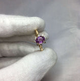 UNTREATED Pink Purple Sapphire Diamond Gold Cluster Ring GIA CERTIFIED Rare