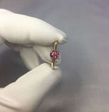 UNHEATED Purple Sapphire Ring 14k Mixed Gold IGI CERTIFIED Round Diamond Cut