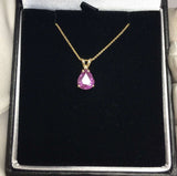 NATURAL Untreated Pink Purple Sapphire Gold Pendant 2.48ct GIA CERTIFIED 14