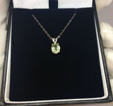 UNTREATED 1.19ct Green Sapphire White Gold Pendant Solitaire 14k IGI CERTIFIED