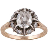Diamond Silver Gold Cluster Engagement Ring