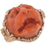 Cameo Coral Lion Mask Ring