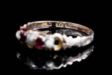 English Victorian Ruby & Pearl Ring in Yellow Gold