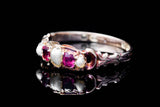 English Victorian Ruby & Pearl Ring in Yellow Gold