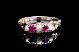 English Victorian Ruby & Pearl Ring in Yellow Gold