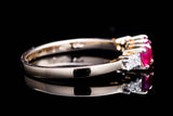 Vintage Ruby & Diamond Trilogy Ring in 18 Karat Yellow Gold