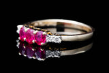 Vintage Ruby & Diamond Trilogy Ring in 18 Karat Yellow Gold