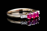 Vintage Ruby & Diamond Trilogy Ring in 18 Karat Yellow Gold