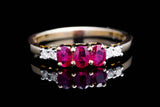 Vintage Ruby & Diamond Trilogy Ring in 18 Karat Yellow Gold