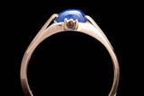 Sleek Art Nouveau Cabochon Ceylon Sapphire Ring in 14K Yellow Gold