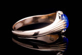 Sleek Art Nouveau Cabochon Ceylon Sapphire Ring in 14K Yellow Gold