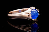 Sleek Art Nouveau Cabochon Ceylon Sapphire Ring in 14K Yellow Gold
