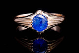 Sleek Art Nouveau Cabochon Ceylon Sapphire Ring in 14K Yellow Gold