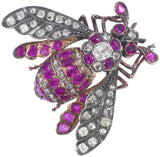 Late 19th Century Ruby and Diamond Bee Brooch