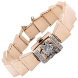 Altair Ladies Swiss Gold Diamond Hinged Covered Integral Bracelet Wristwatch