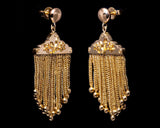 Antique Victorian Floral Fringe Earrings in Yellow Gold