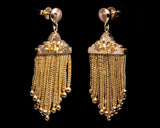 Antique Victorian Floral Fringe Earrings in Yellow Gold