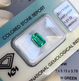 FINE Colombian Emerald 1.21ct VIVID Green Emerald Cut IGI CERTIFIED Blister Gem
