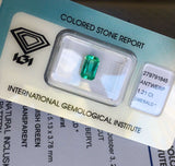 FINE Colombian Emerald 1.21ct VIVID Green Emerald Cut IGI CERTIFIED Blister Gem