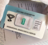 DEEP GREEN Natural Colombian Emerald 1.43ct IGI CERTIFIED Blister Pack Seal Rare
