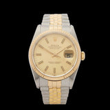 ROLEX - DATEJUST STAINLESS STEEL & 18K YELLOW GOLD GENTS 16233 1990'S