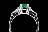 Forest Green 1.38ct Colombian Emerald & Diamond Ring in White Gold