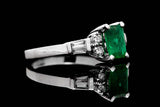 Forest Green 1.38ct Colombian Emerald & Diamond Ring in White Gold