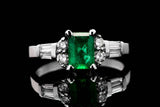 Forest Green 1.38ct Colombian Emerald & Diamond Ring in White Gold