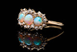 Exceptional Victorian Lightning Ridge Opal & Diamond Ring in Yellow Gold