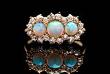 Exceptional Victorian Lightning Ridge Opal & Diamond Ring in Yellow Gold