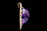 Magnificent Edwardian Siberian Amethyst & Diamond Leaf Pendant in Platinum