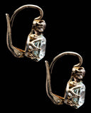 Art Deco 6.40ct Blue Zircon & Diamond Earrings in 18K White Gold