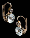 Art Deco 6.40ct Blue Zircon & Diamond Earrings in 18K White Gold