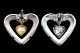 Unique Dangling Fancy Yellow & Colorless Diamond Heart Earrings in Platinum
