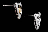 Unique Dangling Fancy Yellow & Colorless Diamond Heart Earrings in Platinum